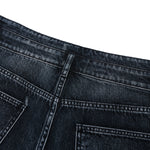 Double-Button Whiskered Wide-Leg Denim Shorts