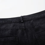 Black Wide Leg Jeans Snake Print Faded Detailing