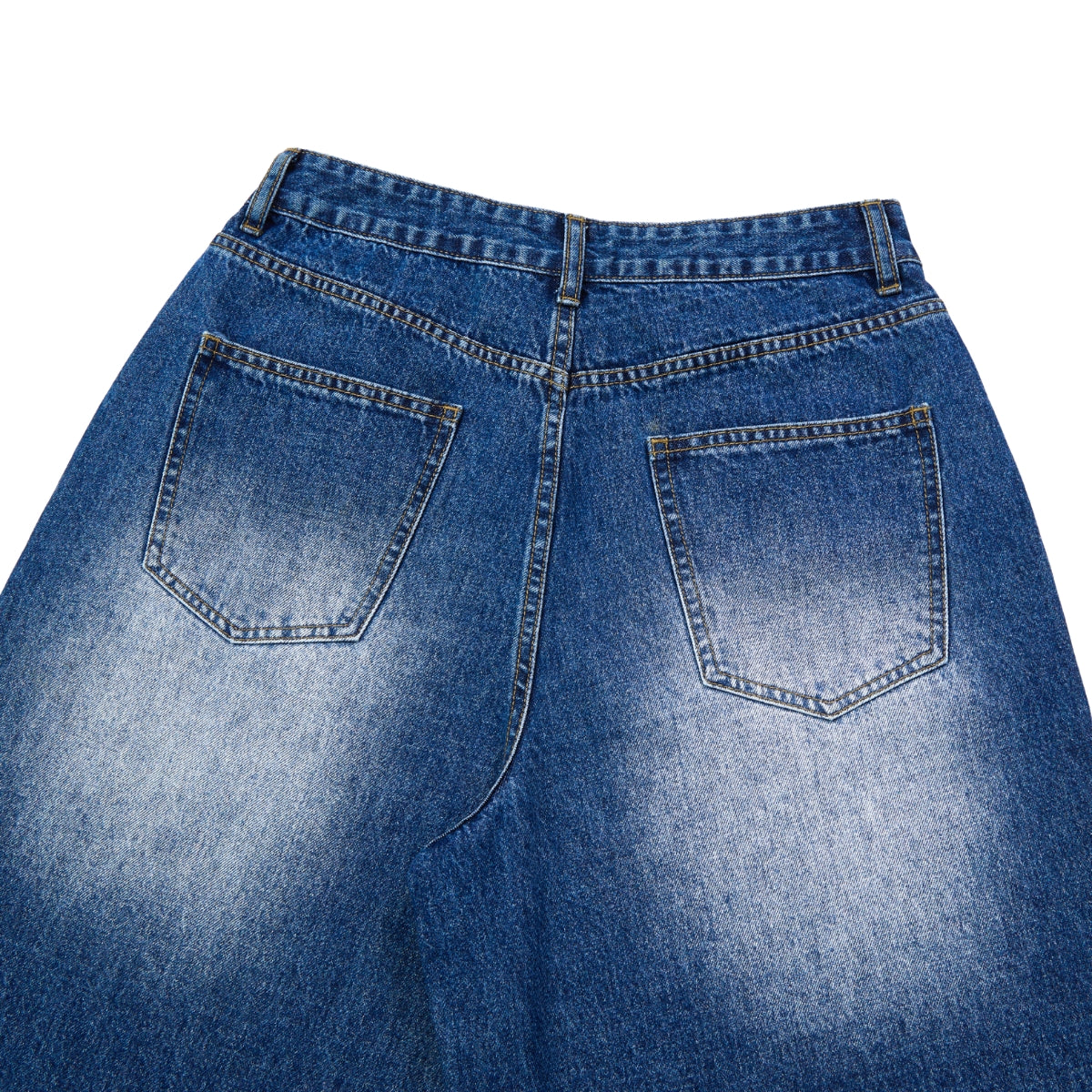 Washed Indigo Relaxed Fit Utility Denim Shorts