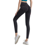 High Waisted Washed Denim Capri Leggings