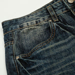 Whisker Fade Vintage High-Street Loose Blue Jeans