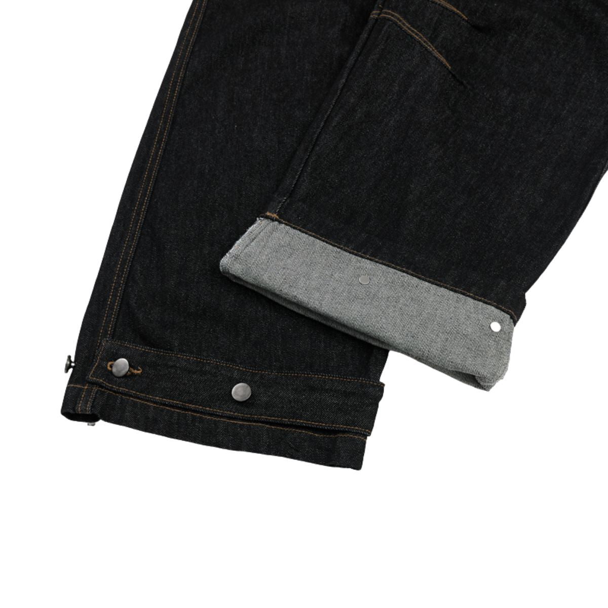 Raw Black Deconstructed Curved Wide‑Leg Jeans