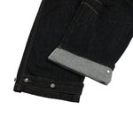 Raw Black Deconstructed Curved Wide‑Leg Jeans