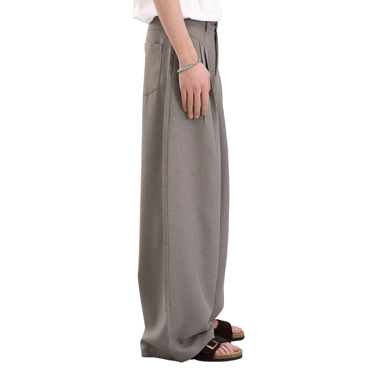 Double-Pleat Baggy Wide-Leg Trousers