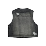 Vintage Wash Denim Ripped Vest
