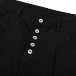Button‑Fly Pleated Wide Leg Trousers
