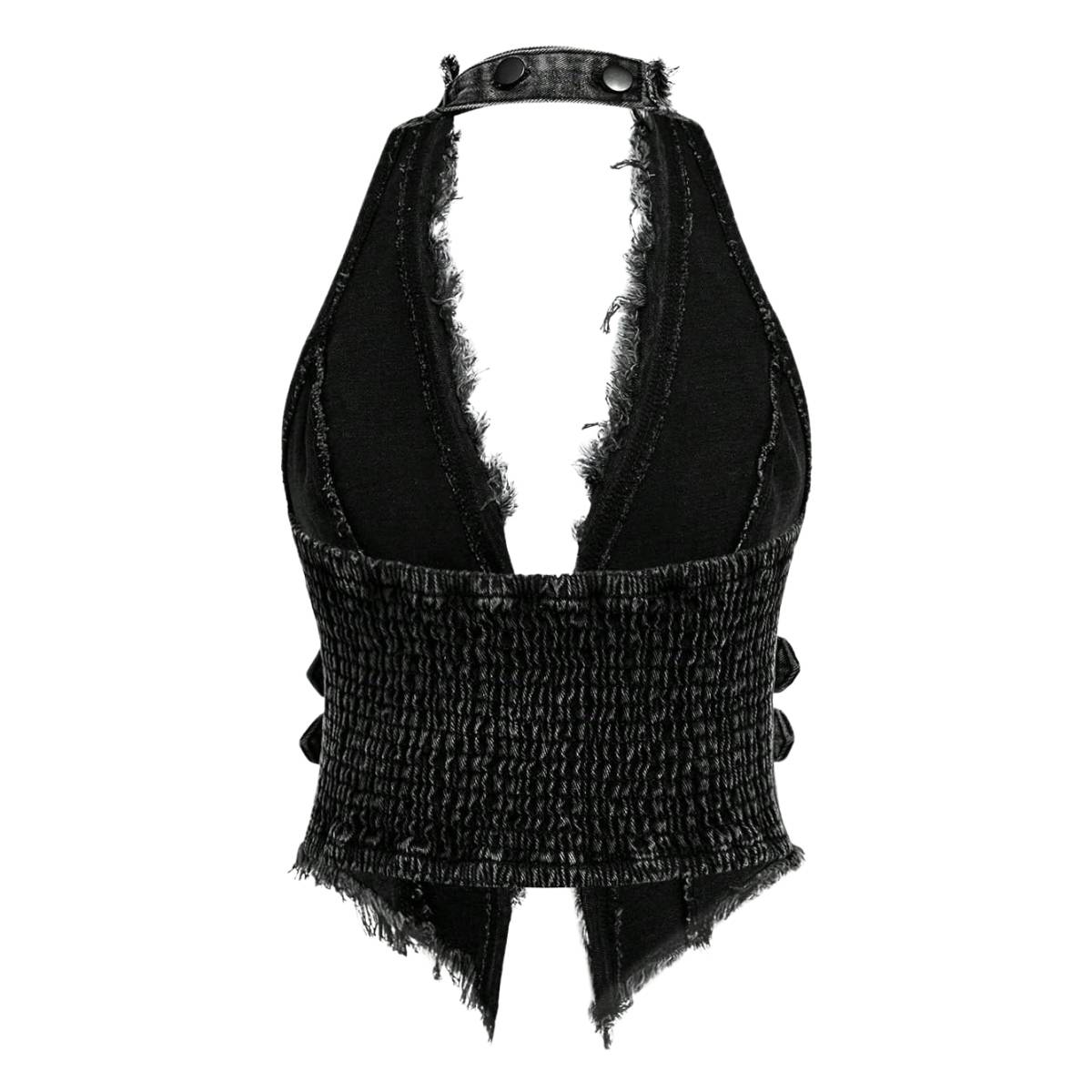Women's Y2K Backless Fringe CorsetDenim Halter Top