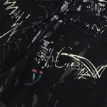 Smoke Rise Graffiti Black Wide-Leg Printed Jeans