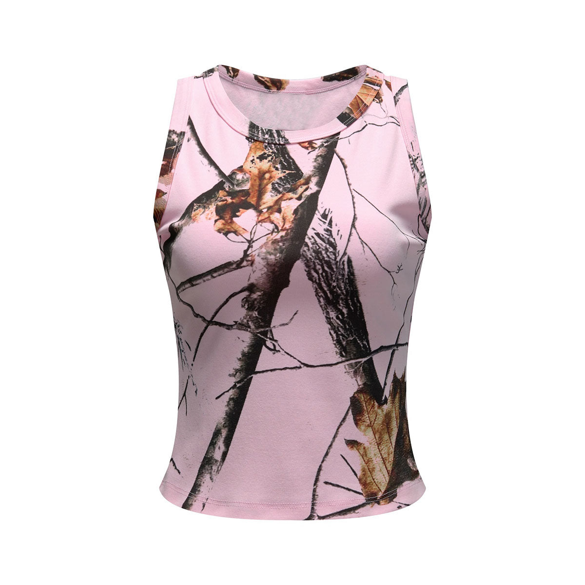 Womens Pink Camo Sleeveless Casual Sport Tank
