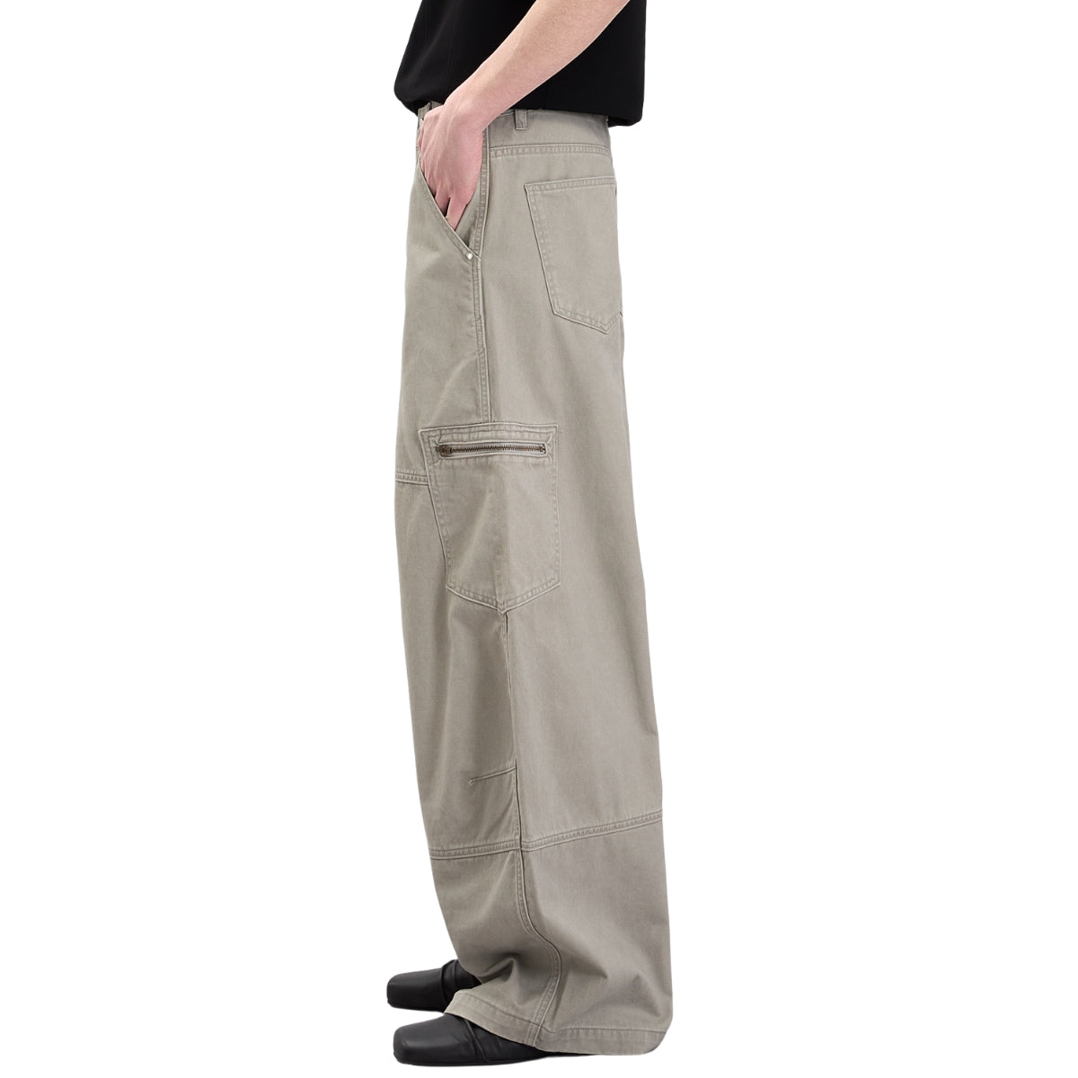 Washed Wrinkled Barrel with Zipper Pockets Cargo Pants