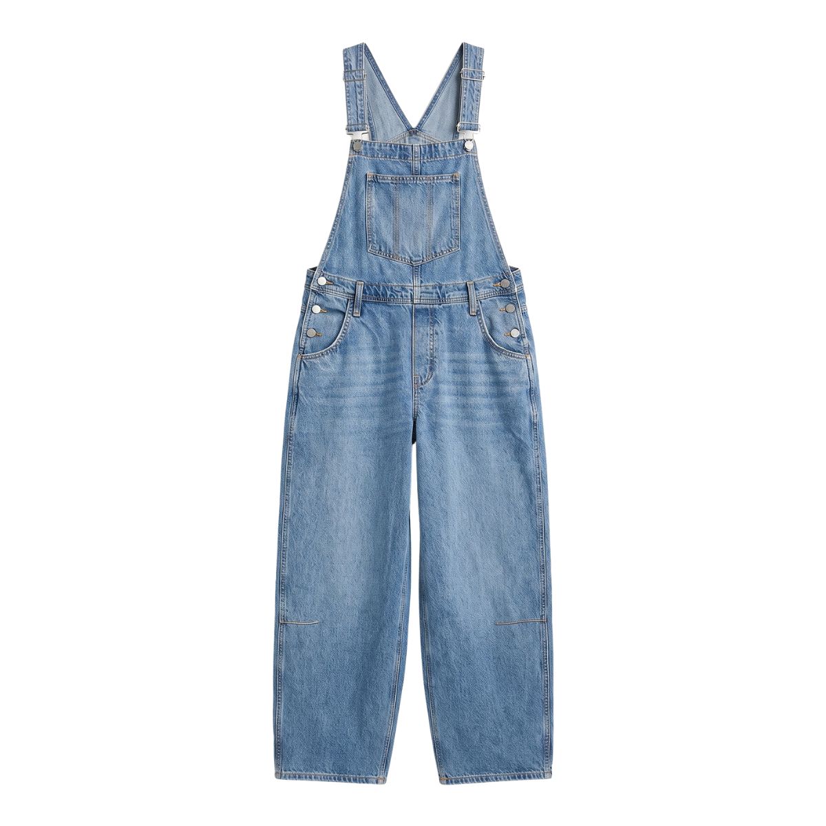Women's Loose Fit Adjustable Strap Cargo Denim Bib Overalls