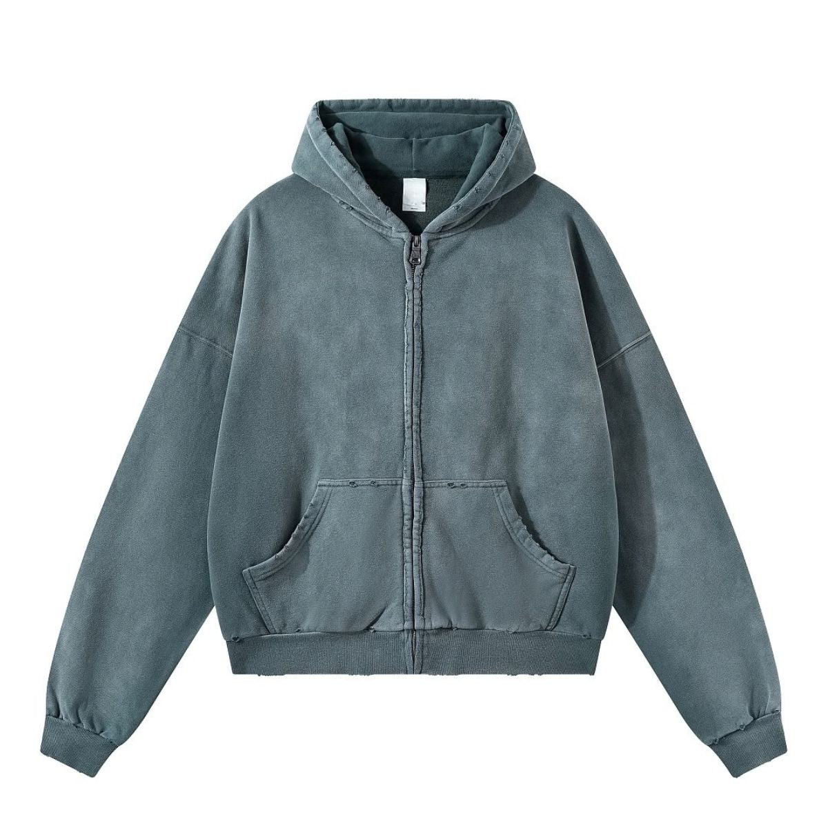 Monkey Wash Ripped Distressed Cotton Pullover Hoodie