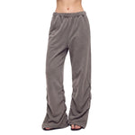 Vintage Washed Ruched Flared Casual Pants