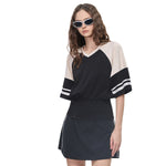 Fitted Color Splice Flare Sleeve Feminine Tee