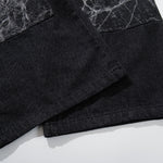 Marble Pattern Panels Black Wide Leg Painter Pants