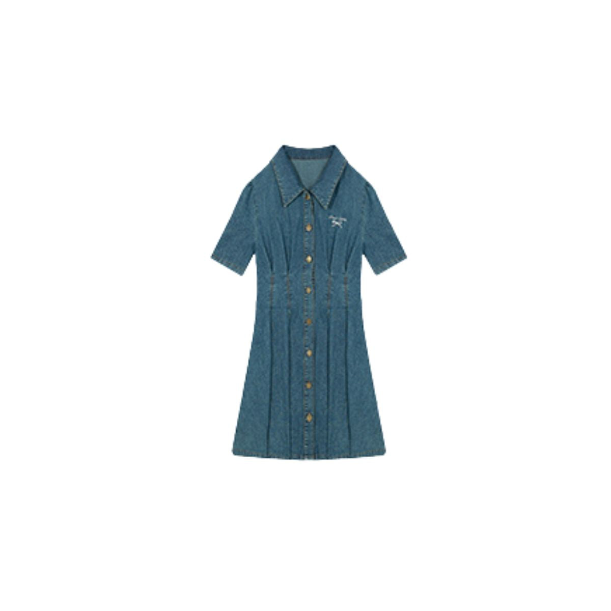 Minivestido vaquero con corsé bordado con lazo