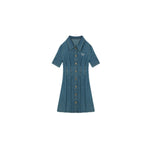 Minivestido vaquero con corsé bordado con lazo