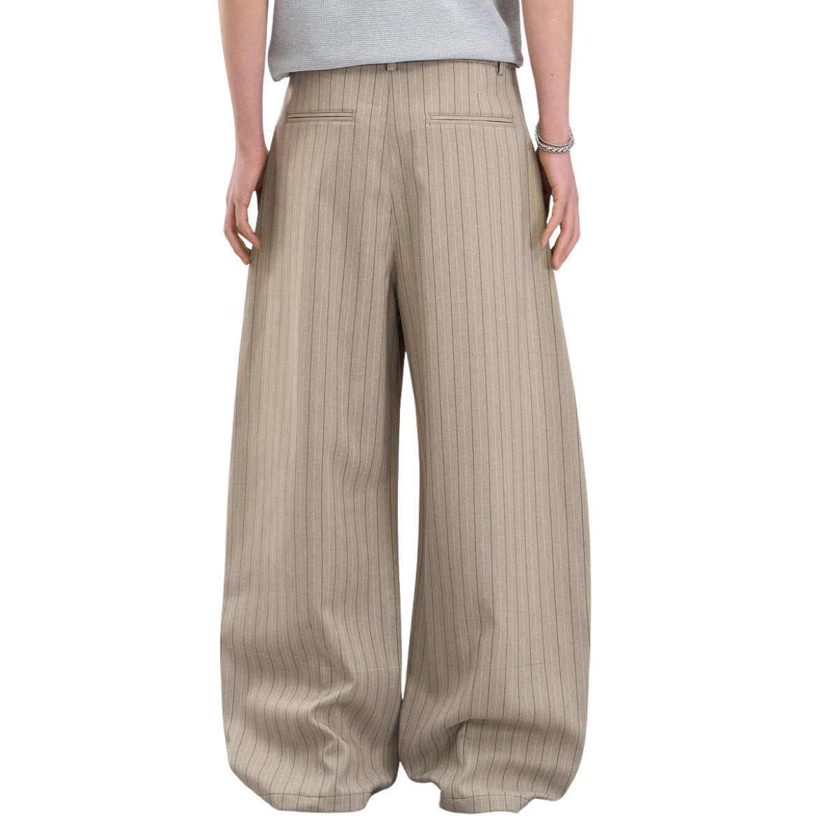 Vintage Pinstripe Baggy Wide-Leg Trousers