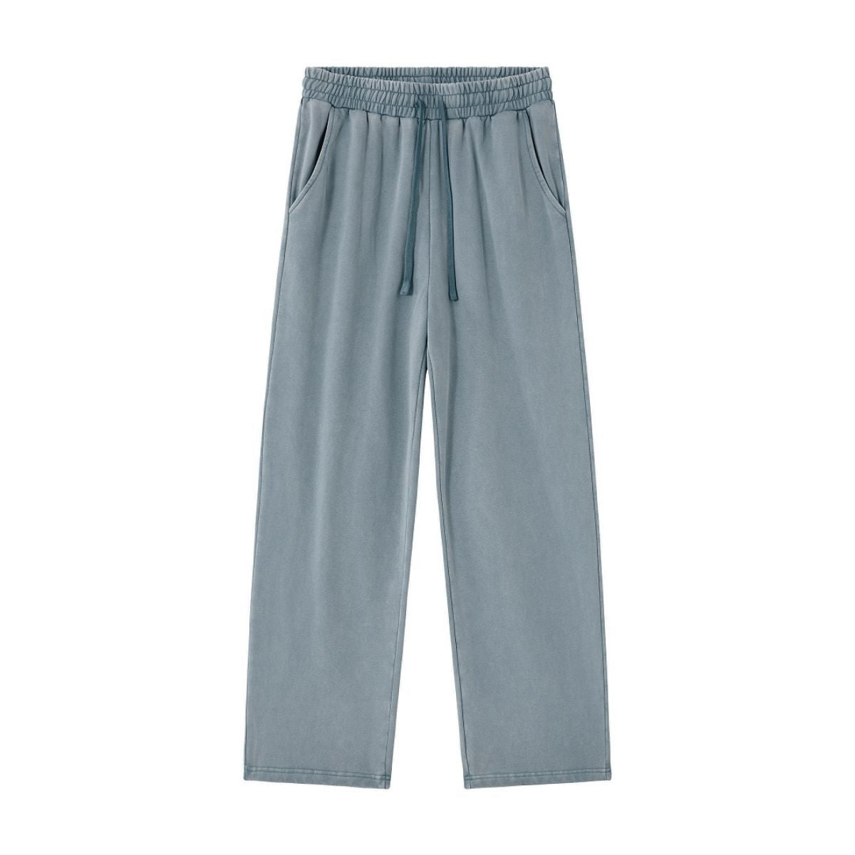 Heavyweight Cotton Washed Distressed Terry Wide‑Leg Pants