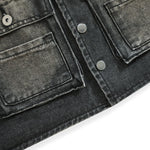 Vintage Wash Denim Ripped Vest