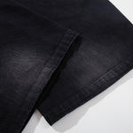 Black Wide Leg Jeans Snake Print Faded Detailing