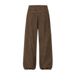 Striped Corduroy Patchwork Relaxed Fit Multi-Pocket Utility Cargo Pants