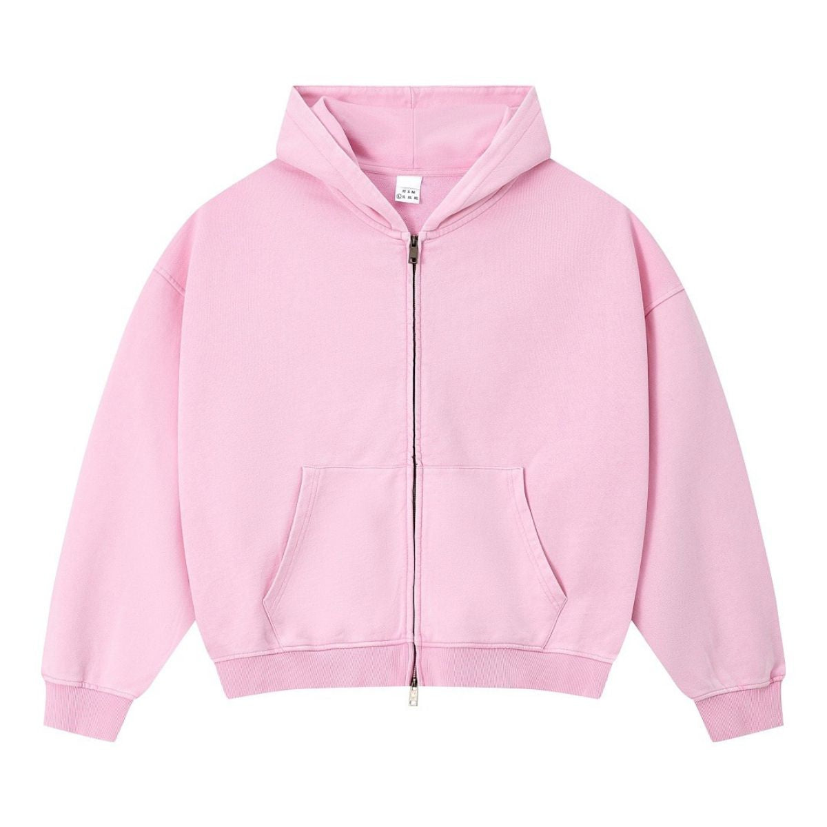 Vintage Relaxed Drop‑Shoulder Zip‑Up Hoodie