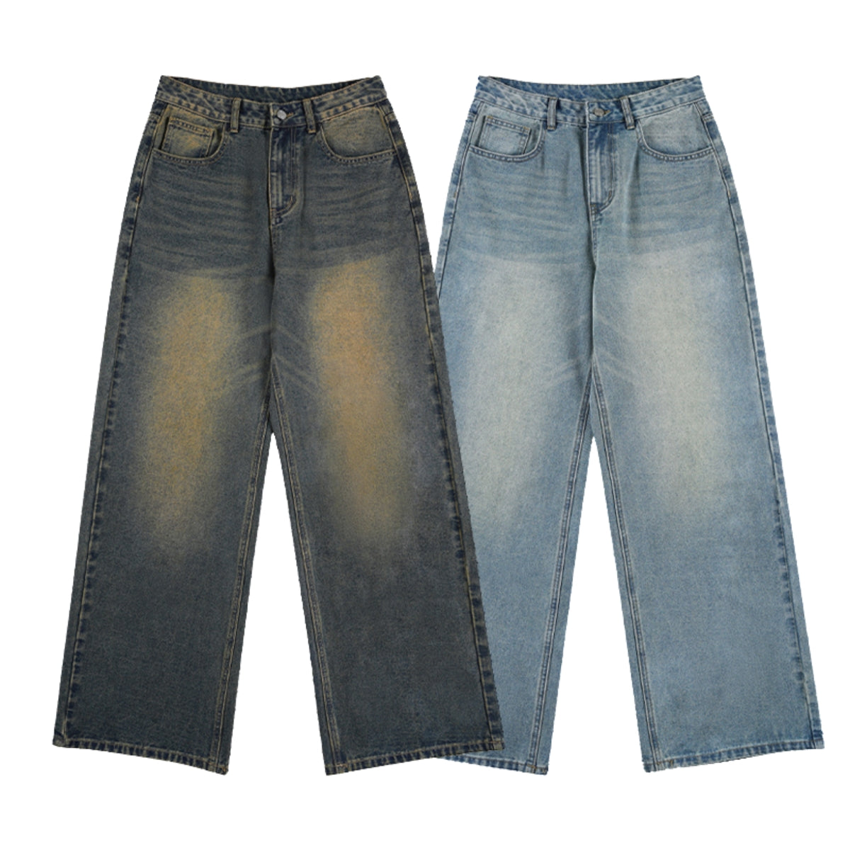 Light Blue Vintage Wash Baggy Jeans