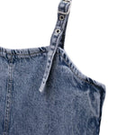 Falda vaquera con bordado de perlas y lavado vintage