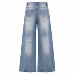 Vintage Washed Curved-Leg Denim Jeans