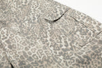 Leopard Print Cargo Wide-Leg Denim Pants