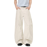 Pantalones de algodón con pierna ancha y color liso