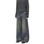 Loose Straight‑Leg Vintage Whiskered Jeans