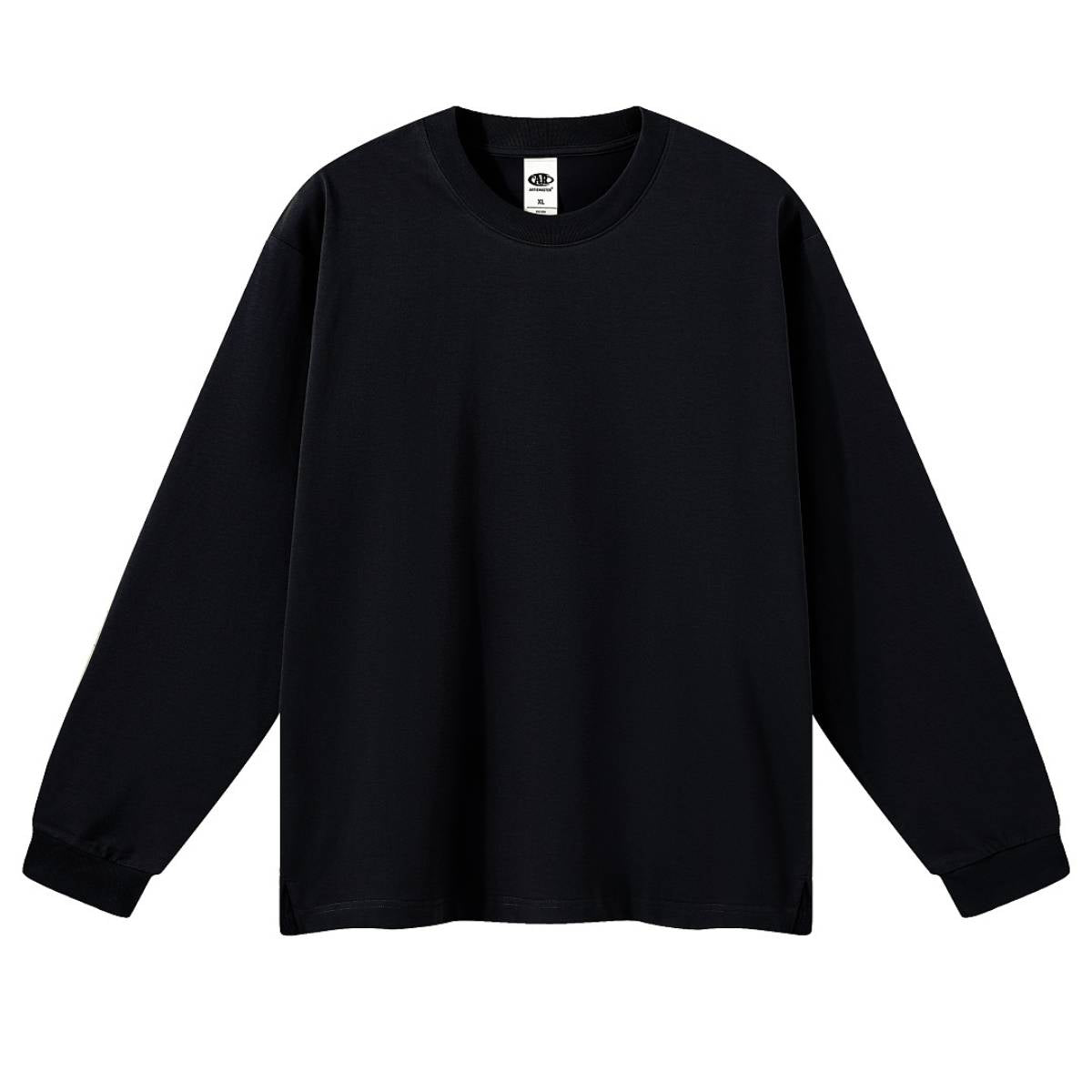 Solid Loose Fit Side Split Hem Long Sleeve T-Shirt