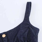 Falda vaquera con bordado de perlas y lavado vintage