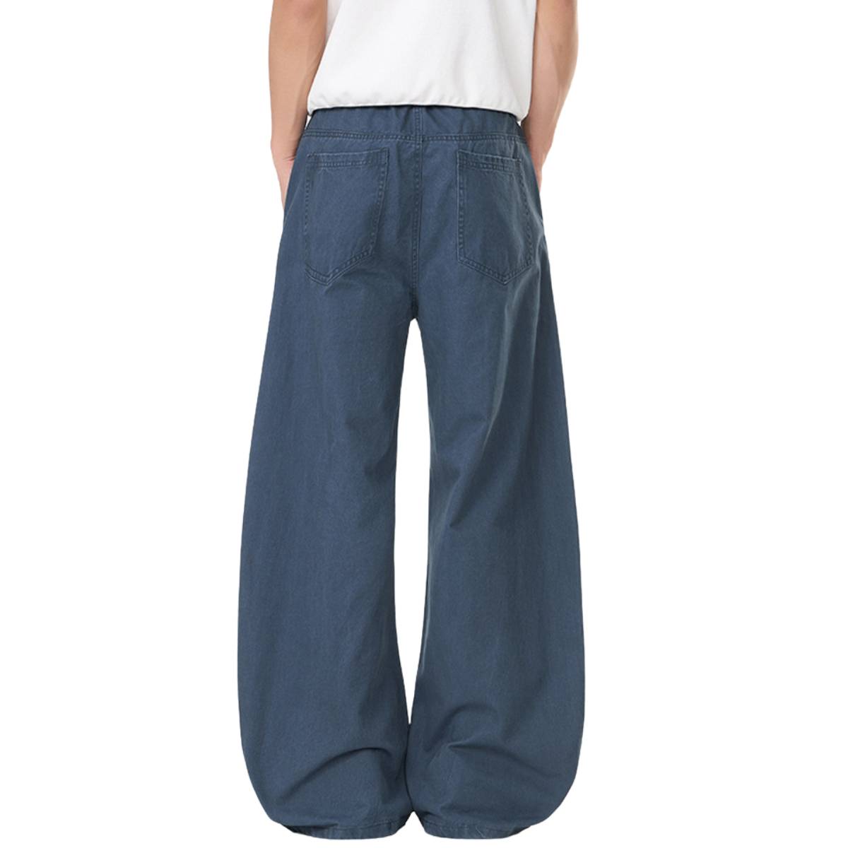 Pantalones de algodón con pierna ancha y color liso