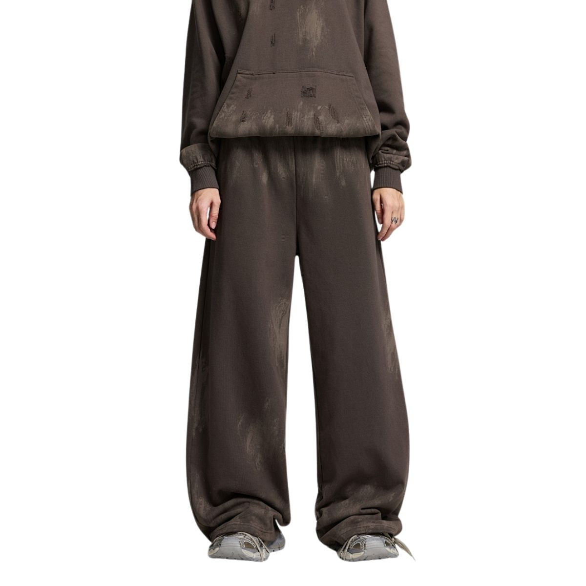 Heavy Paint‑Splatter Worn‑Distressed Straight‑Leg Pants