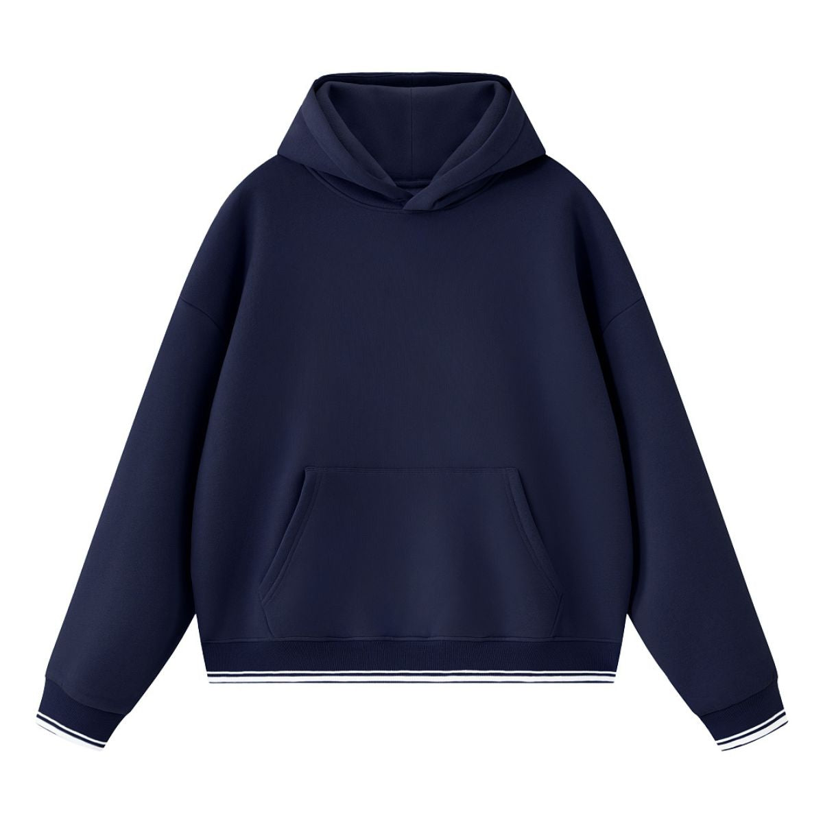 Color‑Block Ribbed Loose Warm Hoodie