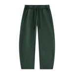 Vintage Washed Fleece‑Lined Elastic Waist Curved Leg Pants