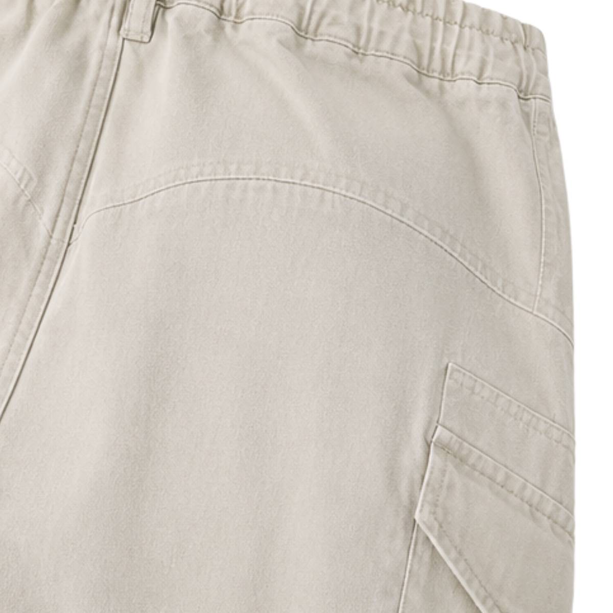 Washed Solid Wide Relaxed Workwear Pants