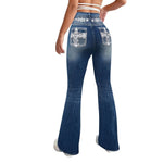 Women'sEmbroidered Y2K High Waist Stretchy Flared Jeans