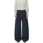 Star‑Print Curved Blade Raw Denim Jeans