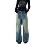Fold Waist Wide Leg Jeans
