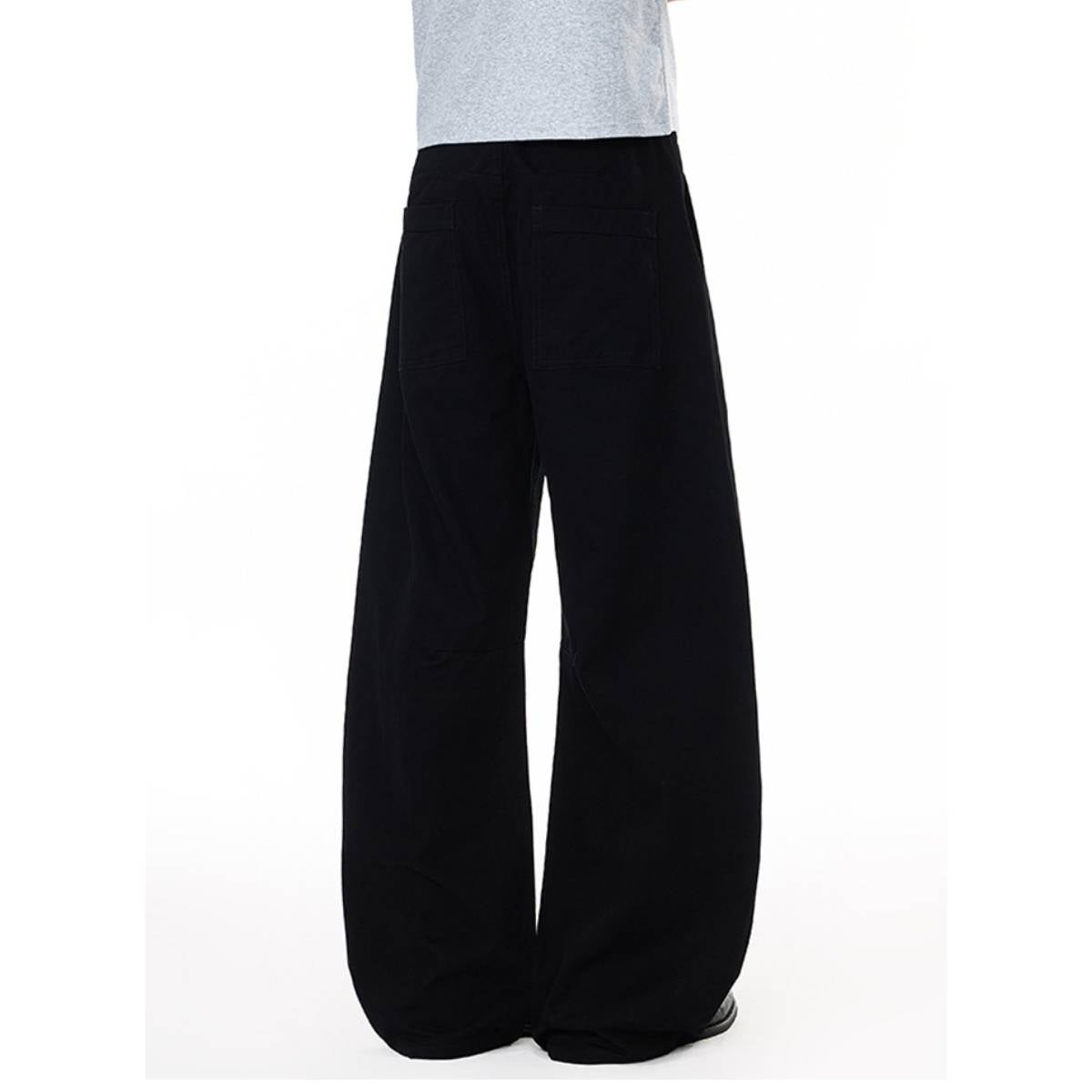 Pantalones de algodón con pierna ancha y color liso