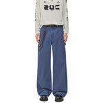 Vintage Washed Faded French‑Blue Wide‑Leg Pants