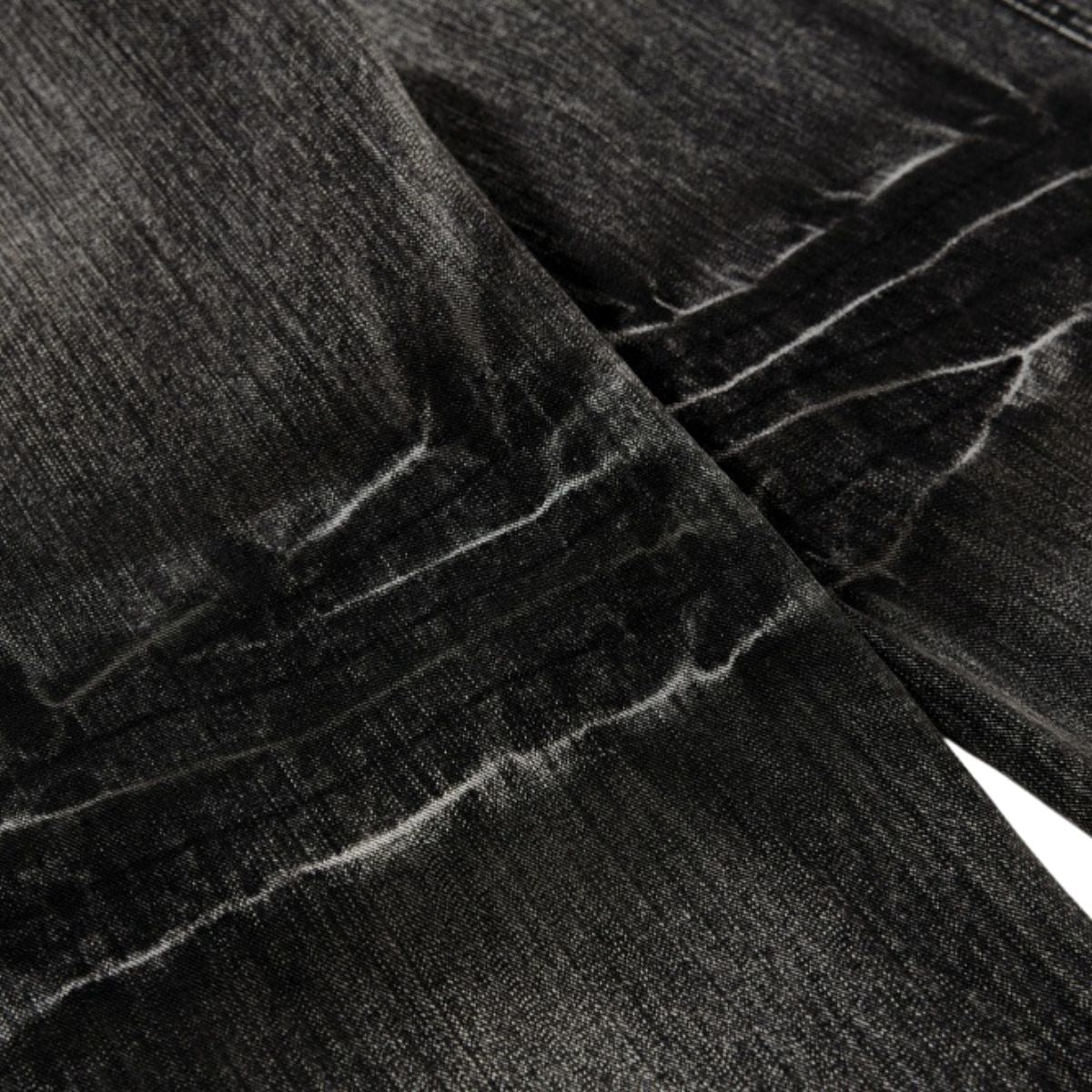 Men's Distressed Washed Denim Wide Leg Pants Punk Paint Splatter