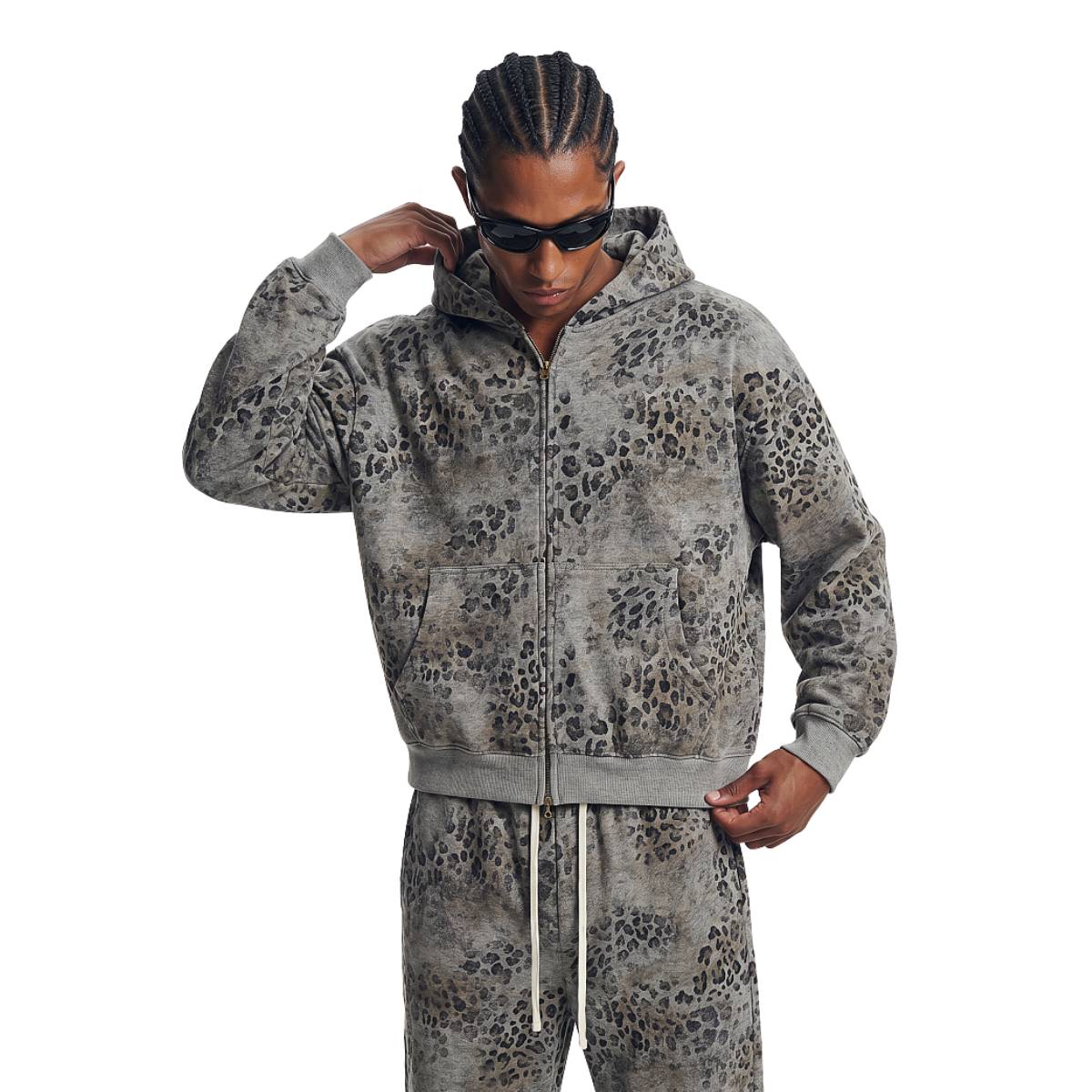 Heavyweight Leopard Camo Zip Hoodie