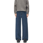 Old Money Style Dark Blue Straight‑Leg Vintage Denim Jeans