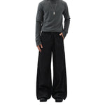 American Retro Black Pleated Jeans