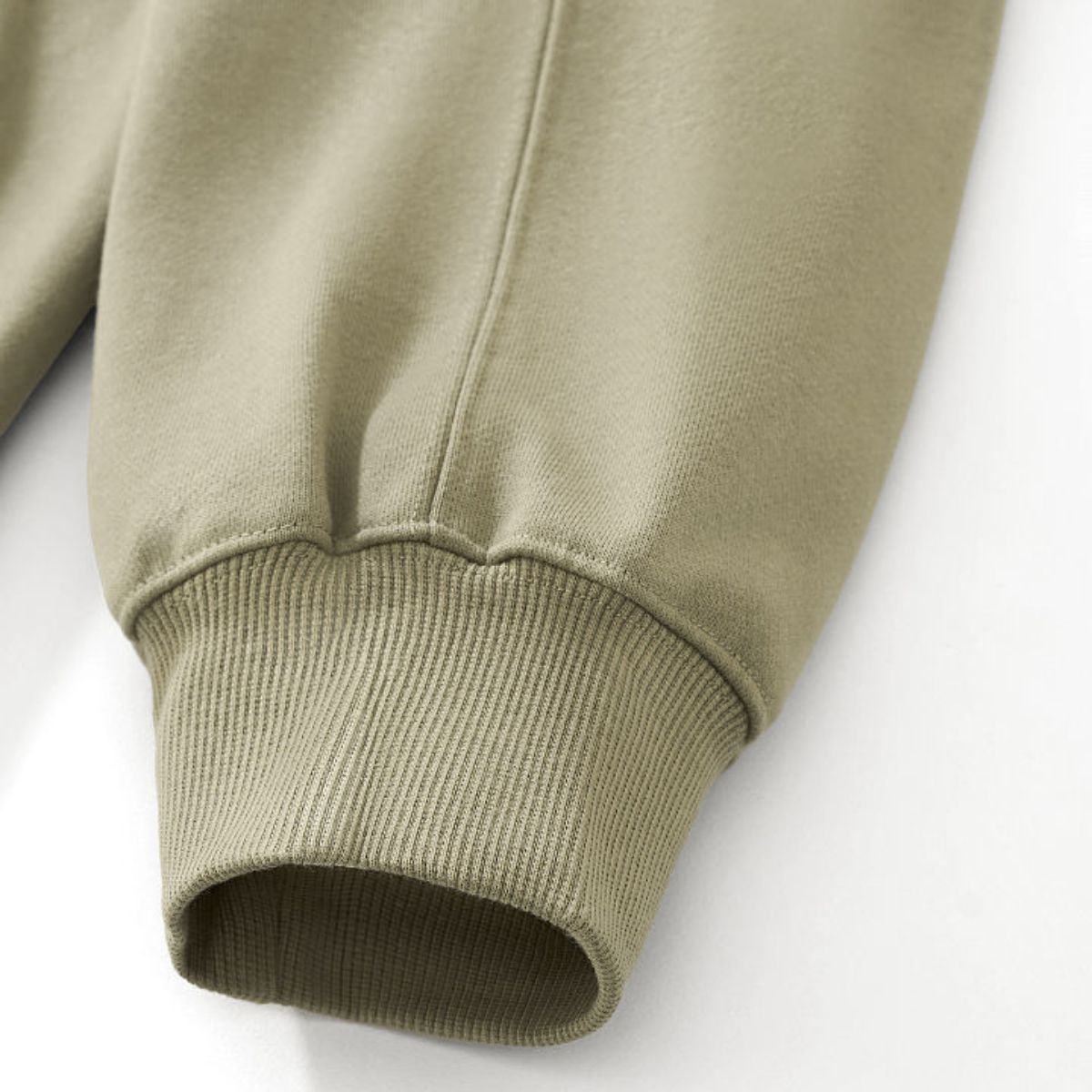 Hooded Terry Sweatshirt With Stacked Ruched Cuffs